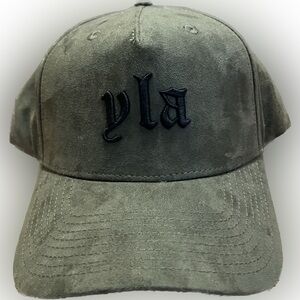 Olive Green young LA Baseball Cap with Black Embroidery